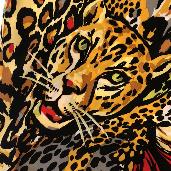 Bob Mackie Wearable Art- Vintage Big Cats Animal Abstract Print Silk Blouse - Picture 11 of 13